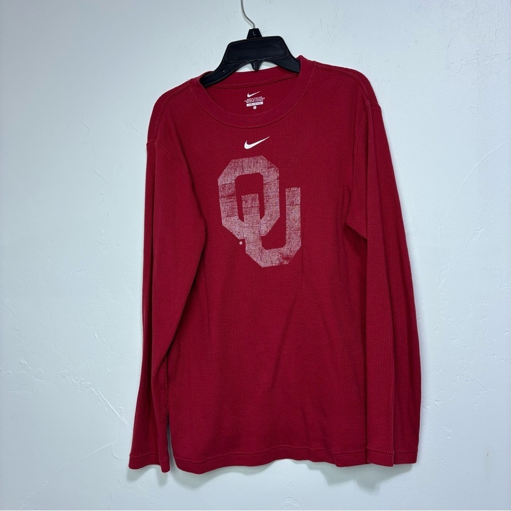 Nike Women's Large OU Oklahoma Sooners Thermal Waffle Knit Long Sleeve Shirt